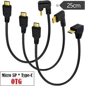 otg gold-plated mobile phone data cable usb3.1 type-c to micro 5P Mike 5P elbow adapter cable