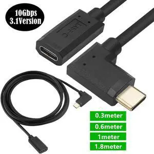 USB3.1 Type-C Male to female data extension cable Positive and negative plug standard 16-core gold-plated elbow over 3A current