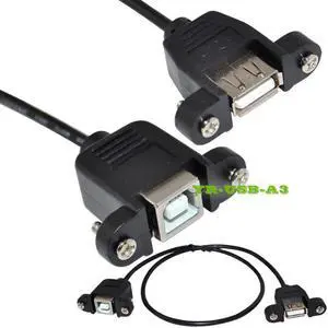 USB 2.0A female ear cable to USB B female ear cable, panel cable, USB AF/BF