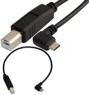 Right elbow Micro USB 90 degrees to USB standard Type B data cable flat connected to HUB hard disk printer