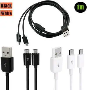 Android data cable micro 5P Mike data cable one tow two usb charging bank universal two-in-one charging cable