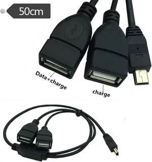 One minute two oTG USB cable mini mini 5P to 2 A female, data plus power supply 0.5m