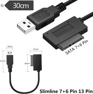 SATA7P+6P to USB2.0 laptop external CD-ROM drive box data cable Dual USB power supply easy drive line 30cm