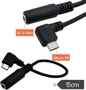 90-degree bend micro USB to 3.5 audio adapter cable v8 Android to 3.5mm female phone headphone adapter cable