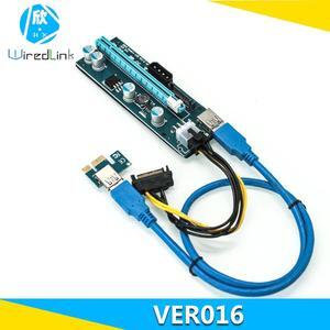 PCI-E 1X to 16X video card extension cable Three power ports Two indicators PCI-EVER016C with LED light