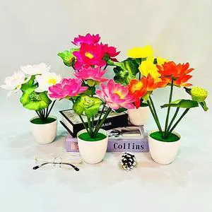 1 Pcs Simulation lotus new three large lotus round basin bonsai artificial flower decoration home decoration cross-border