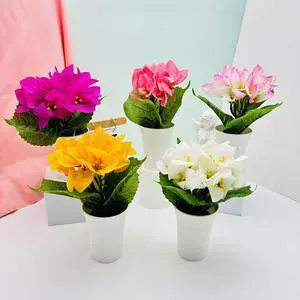 1 Pcs New triangle rose bonsai green plant simulation flower artificial plant potted wedding road leading living room tabletop decoration wholesale