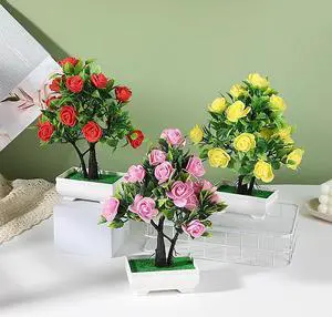 1 Pcs Artificial plant pot simulation rose fake flower pot manufacturers directly supply 16 foam rose fortune tree decoration