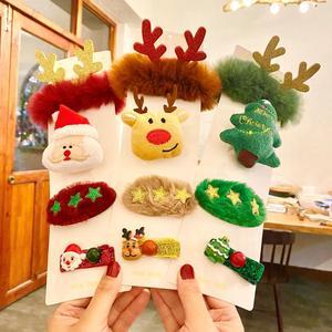 1 Pcs Christmas hair accessories Headdress hairpin Brooch set Christmas Hairpin clip leather band cross-border Christmas gift