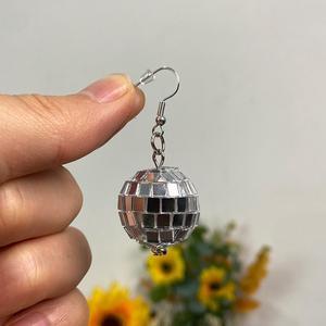 1 Pcs New ball 2024 Mirror ball Disco earrings Ball drop Cross Border earrings Mosaic  Laser