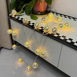 1 Pcs Mirror ball light string disco ball LED light Warm light Disco ball light 2024 new Christmas decorations