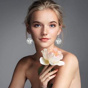 1 Pcs disco Ball Earrings Mirror Ball Stud Pendant 2024 US 70's party accessories Disco ball earrings