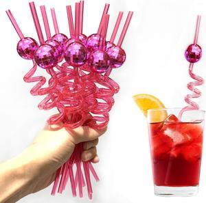 1 Pcs 2024 New disco Disco mirror ball straw Mosaic straw Plastic straw cross-border