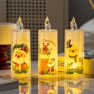 1 Pcs Christmas decorations Transparent crystal led simulation of electronic candle festive decoration ins desktop decoration night light