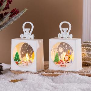 1 Pcs Christmas decorations Creative children's hand gift box small night light window tabletop scene layout props