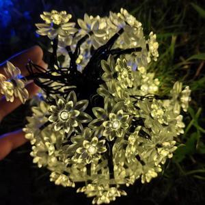 1 Pcs LED solar light string double lotus lotus lawn light camping garden holiday decoration lights color light