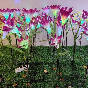 1 Pcs 4 LED solar simulation flower sweetheart street lamp lily project lawn garden garden landscape lights wholesale