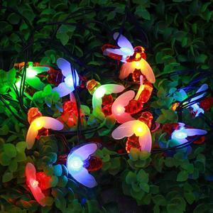 1 Pcs Cross-border outdoor LED solar bee light string Dragonfly light string Garden Park Christmas holiday decoration lights