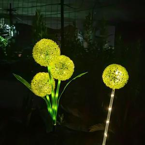 1 Pcs Cross-border outdoor LED solar street lights, garden smoke lights, three dandelion lawn night lights