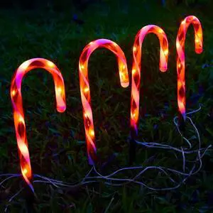 1 Pcs Solar ground inserted lights Christmas decoration candy stick cane lights Outdoor garden one tow five garden landscape lights