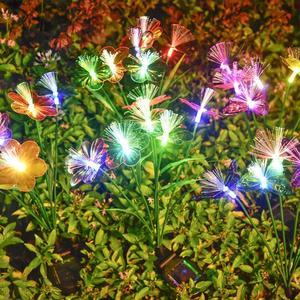 1 Pcs New cross-border solar fiber optic butterfly flower ground lights decorative lawn lights outdoor waterproof atmosphere lights