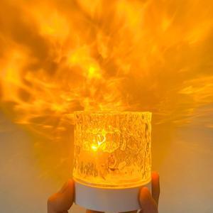 1 Pcs Bedroom light table lamp rotating water print light nightlight wholesale projected aurora flame bedside atmosphere lamp gift