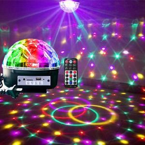 1 Pcs Color lights Bluetooth speaker LED manufacturers direct sales KTV bar rotating voice control seven color lights creative gift decoration flashing lights