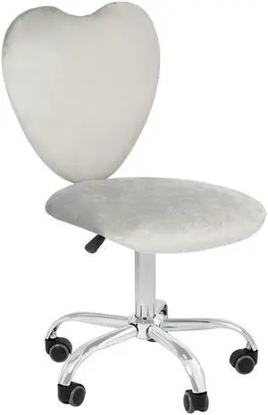 Impressions Vanity Heart 360 Degrees Vanity Chair with Adjustable Height, Armless Swivel Wheelbase Chair with Cushion (Cool Grey)