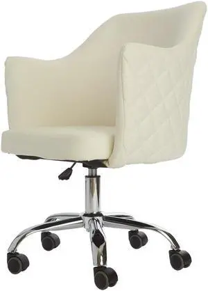 Impressions Vanity Coco Quilted Velvet Desk Chair with Wheels, Home Office Chair & Adjustable Height, Makeup Decorative Desk Chairs Task Swivel Chair with Arms
