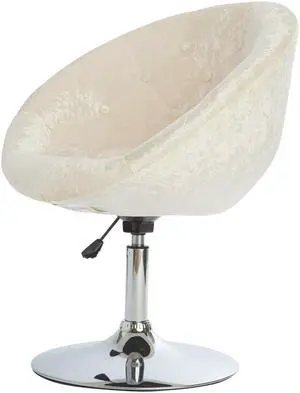 Impressions Vanity Antoinette Round Tufted Vanity Chair with 360 Degree Swivel, Modern Makeup Seat with Stainless Steel Flat Base and Adjustable Height