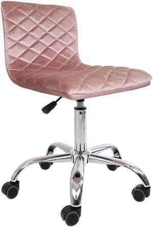 Impressions Vanity Chair Eliza Diamond Quilted with 360 Degrees Swivel, Tufted Seat with Adjustable Height and 5 Non Marking Casters (Navy Pink)