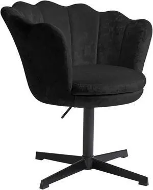 Impressions Vanity Chair with Seashell Design Backrest, Melissa 360 degree Swivel Cute Desk Chair, Adjustable Height Cushioned Seat Makeup Chair for Bedroom, Living Room ( Black Velvet)