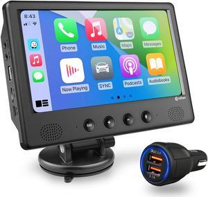 Portable Bluetooth Car Stereo - Corehan 7" IPS Touch Screen Multimedia Player Compatible with Wireless Apple CarPlay & Android Auto Bluetooth Mirror Link FM Transmitter Voice Control