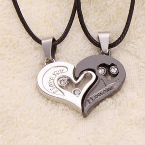 Men Women Lover Couple Necklace I Love You Heart Pendant Stainless Steel Jewelry Gift