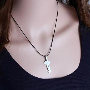 Lover's Matched Necklace Heart-shaped Key Women/ Men's Silver Stainless Steel Pendant Necklace