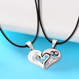 Couple Pendant Heart Shaped Diamond Necklace Valentine Gift Couple Necklace