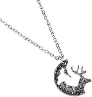 Deer Heads Lover Puzzle Necklace Set Quarter Coin Cut BBF Couple Fashion Jewelry