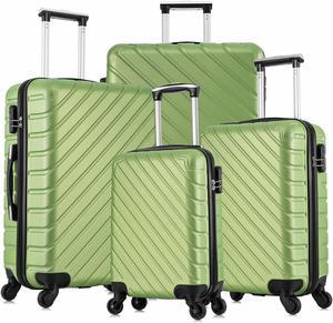 Apelila 4 Piece Hardshell Luggage Sets,Travel Suitcase,Carry On Luggage with Spinner Wheels Free Cover&Hanger Inside Green