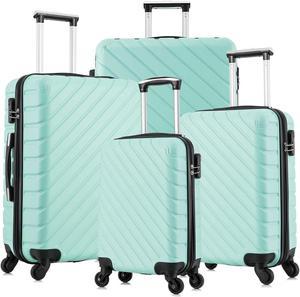 Apelila 4 Piece Hardshell Luggage Sets,Travel Suitcase,Carry On Luggage with Spinner Wheels Free Cover&Hanger Inside Light Green