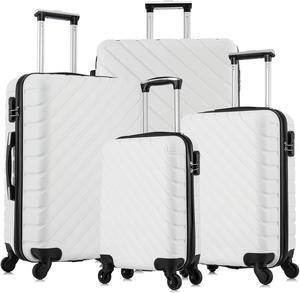 Apelila 4 Piece Hardshell Luggage Sets,Travel Suitcase,Carry On Luggage with Spinner Wheels Free Cover&Hanger Inside White