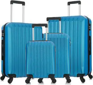 Luggage Sets 4 Piece with Spinner Wheel Carry On Suitcase Set Hardshell Luggage Travel Luggage Set  16 20 24 28 Inches Yellow Light Blue