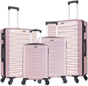 4 PCS Luggage Sets TSA Lock Hardshell Luggage with Spinner Wheels Carry On Suitcases Champagne Rose Gold