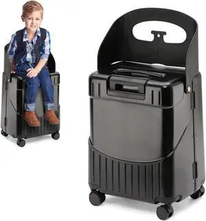 Apelila Hardside 22- Inch Luggage with Child Seat, Lockable 4- Spinner Wheels with TSA Approved Lock Travel Suitcase with Seat for Kids in 2-15 Years Black