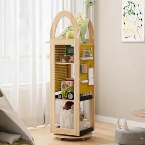 360° Rotating Bookshelf Tall
Solid Wood Bookcase With 4 Tier Floor Standing Storage
Corner Book Shelf for Small Space Office Bedroom Study Room Living Room Yellow