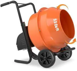 550W Heavy-Duty Electric Cement Mixer 5.5 cu ft,220V Portable Concrete Mixer with Steel Frame & 2800 RPM Motor,Wheelbarrow Style for Construction, Garden, DIY