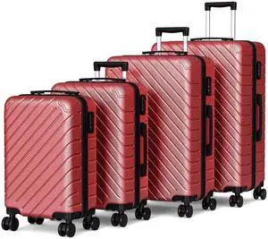 Apelila 4 Piece Hardshell Luggage Sets,Travel Suitcase,Carry On Luggage with Spinner Wheels Free Cover&Hanger Inside Green Wine