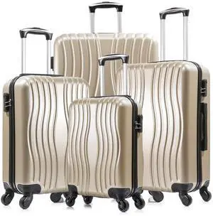 4 Piece Hardshell Luggage Set (18", 20", 24", 28") w/ Corner Guards  Lightweight Nestable Family Suitcases, 360° Wheels & Wet-Dry Compartment