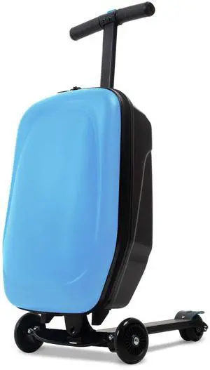 Apelila 20" Scooter Suitcase for Kids, 2-in-1 Ride On Luggage with Wheels for Boys & Girls Ages 4-15, Foldable Hardshell Carry On Lightweight Travel Suitcase for Airplane