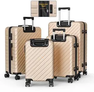 Apelila 4-Piece Expandable Suitcase Set with TSA Lock, 20% More Capacity, 360° Spinner Wheels, Lightweight Hardshell Luggage Sets for Women & Men