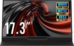 17.3 inch 2K Portable Monitor Ultra - Dual USB Type-C Monitor,Mini HDMI,PS4/Switch/PC/Mac/Full Feature Type c Phone Compatible,FHD/HDR/2560 x1440,Built-in Speaker,IPS LCD Panel WQHD 16:9